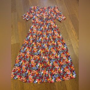 Vintage Handmade 80s Romantic Floral Dress